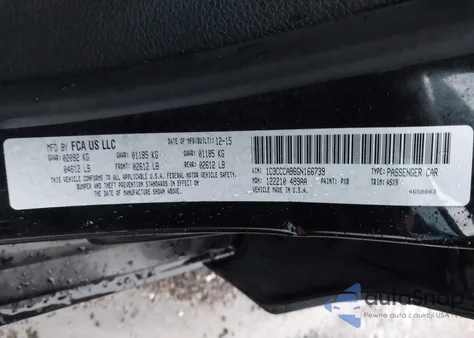 2016 Chrysler 200 Limited z USA, uszkodzony, nr VIN 1C3CCCAB6GN166739